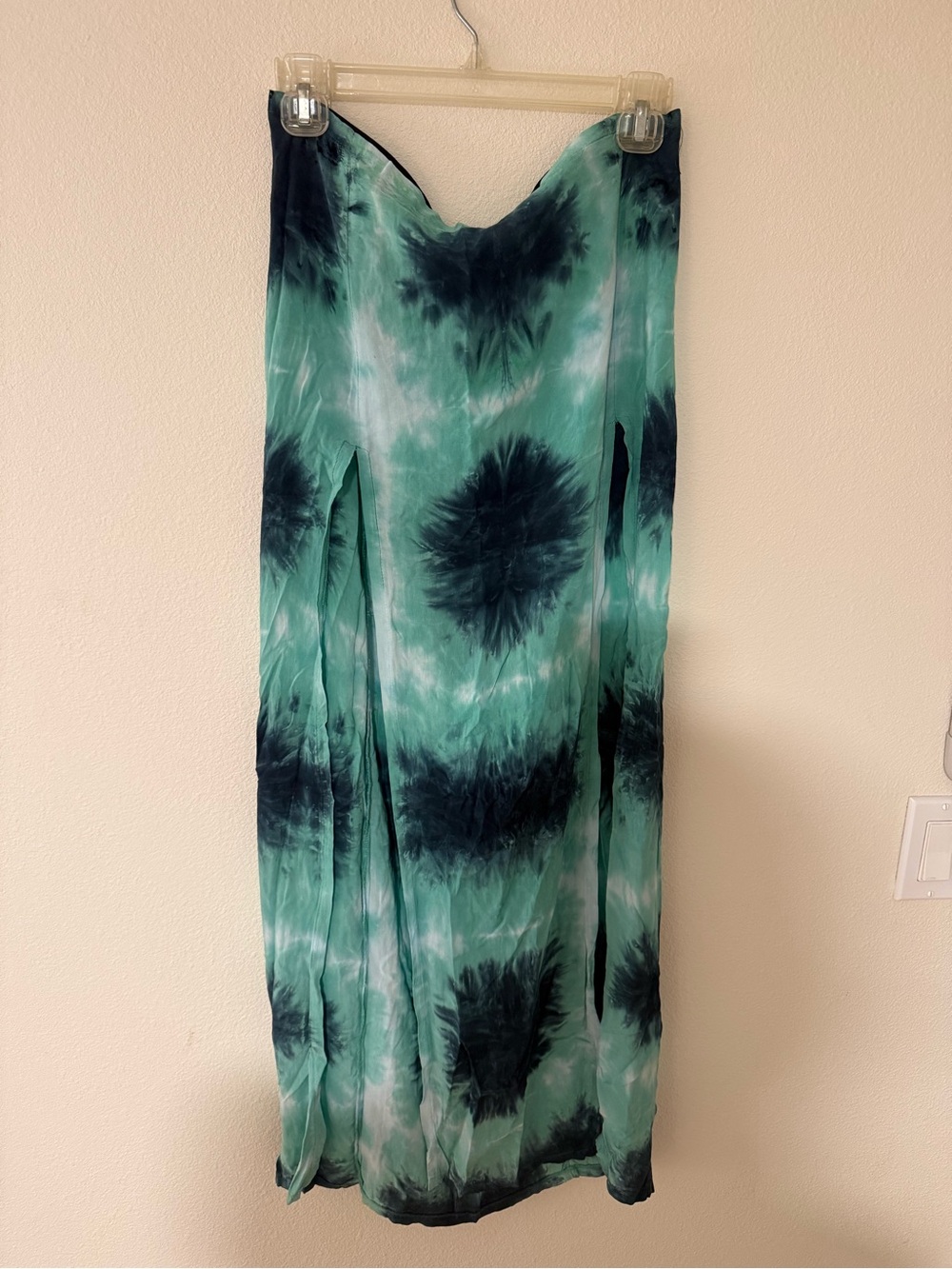 Blu Moon- Tie-Dye Maxi Skirt in Teal and Black